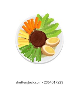 Delicious Javanese style beef steak Selat Solo Vector Illustration Logo 