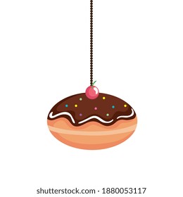 delicious jewish sweet donut with chocolate cream hanging vector illustration design