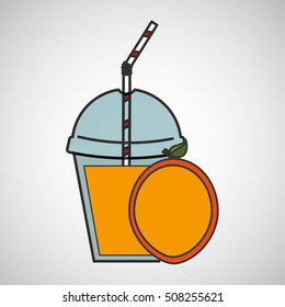 delicious juice fruit and cup cover straw icon vector illustration eps 10