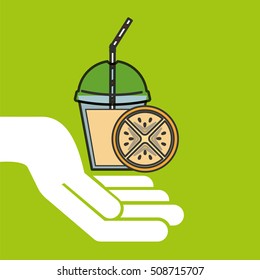 delicious juice fruit and cup cover straw icon vector illustration eps 10