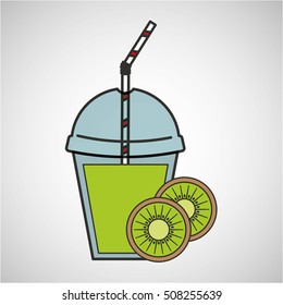 delicious juice kiwi fruit and cup cover straw icon vector illustration eps 10