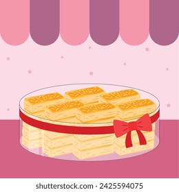 Delicious kastengel cookies in jar with ribbon illustration