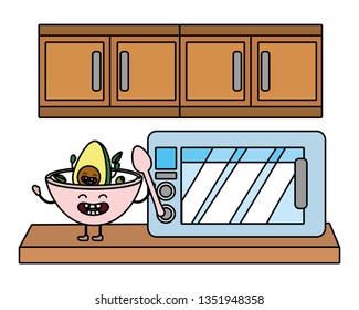 delicious kawaii breakfast cartoon