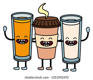 delicious kawaii breakfast cartoon