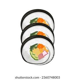 Delicious Korean Gimbap Or Kimbap Illustration Logo