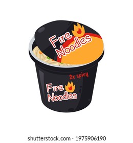 Delicious Korean spicy fire noodle vector illustration