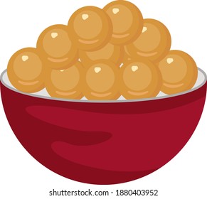 Delicious laddoo ,illustration, vector on white background.