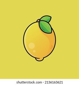 Delicious lemon drawing vector art on a yellow background.