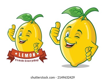 Delicious lemon fruit cartoon character