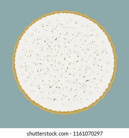 A Delicious Lemon Pie Vector Illustration Isolated On Background. Top View Food.