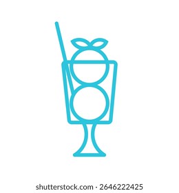 Delicious lemon sorbet icon. Isolated on white background. Blue icon.