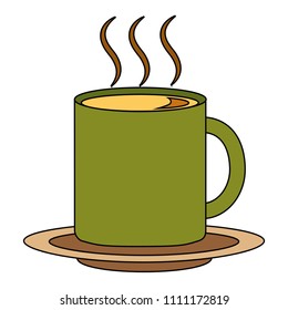 delicious lemon tea cup with dish isolated icon