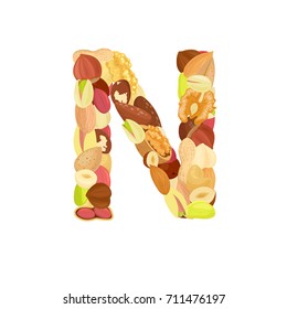 delicious letter made from different nuts N