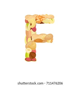 delicious letter made from different nuts F