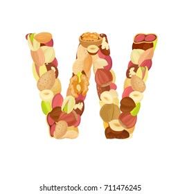 delicious letter made from different nuts W