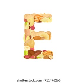 delicious letter made from different nuts E