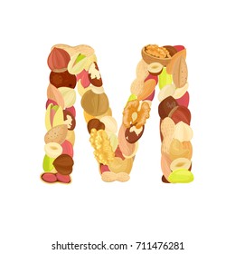 delicious letter made from different nuts M