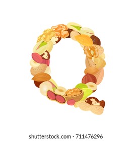delicious letter made from different nuts Q