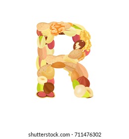 delicious letter made from different nuts R