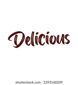 Delicious lettering hand draw write isolated on white background. Vector illustration.