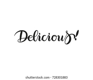 Delicious Lettering Hand Draw Write Isolated On White Background. Vector Illustration.