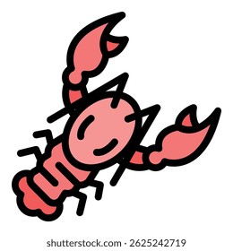 Delicious lobster icon. Outline delicious lobster vector icon color flat isolated