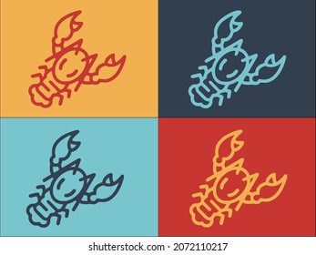 Plantilla de logotipo de langosta deliciosa, sencillo icono plano del marisco, comida, deliciosa