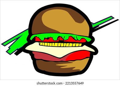 delicious looking burger vector design with brown bun color.on white background