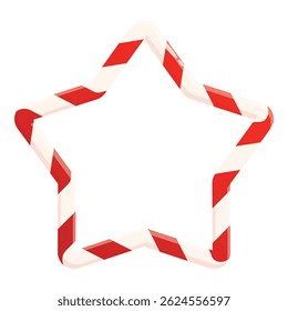 Delicious looking candy cane is forming a star shape perfect for christmas projects