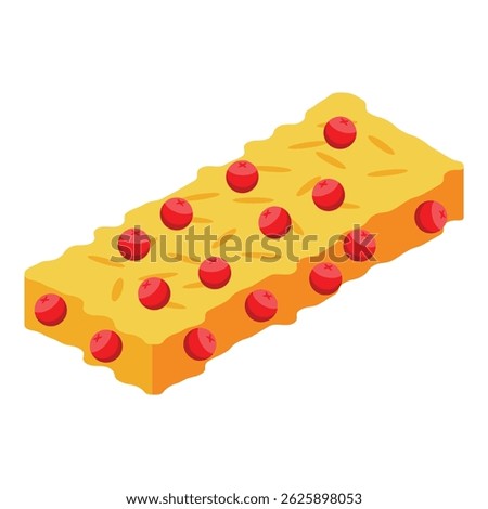 Delicious looking cereal bar with red berries, perfect for a quick and healthy breakfast or snack