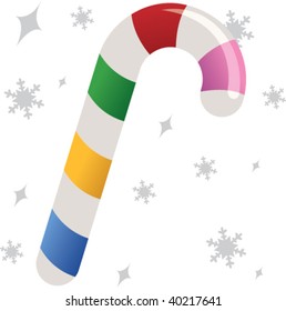 A delicious looking multicolored stripped candy cane.