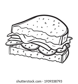 delicioso almuerzo. monocromo, cómic, contorno.