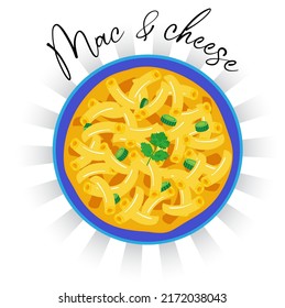 delicious mac and cheese bowl vector illustration high angle view