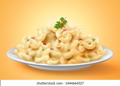 Delicious macaroni with parsley in 3d illustration