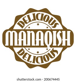 Delicious manaqish stamp or label on white, vector illustration