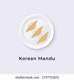 Deliciosa ilustración vectorial Mandu/Dumpling coreana desde la vista superior, vector de platillos de Corea del Sur