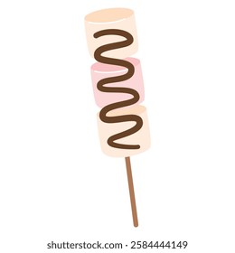 Delicious Marshmallows Covered with Chocolate on Sticks illustration