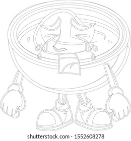 Delicious mashed potatoes with crying mascot character