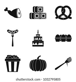 Delicious meal icons set. Simple set of 9 delicious meal vector icons for web isolated on white background