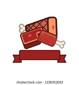 delicious meat set nutritive icons