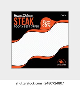 Delicious meat stake social media post design