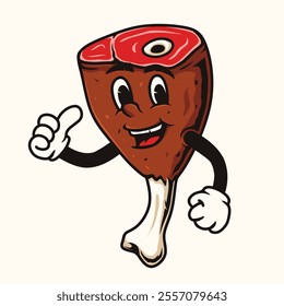 Delicious Meat Vector Mascot Drawing
