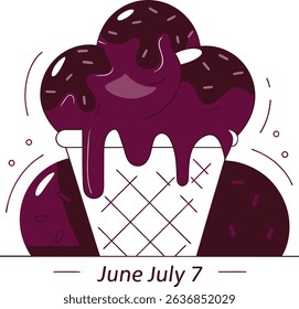 Delicious melted ice cream cone june july summer treat