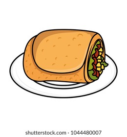 delicious Mexican burrito in dish