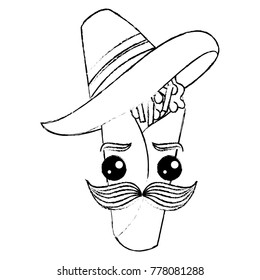 delicious mexican burrito with mexican hat kawaii