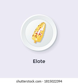 Deliciosa ilustración vectorial mexicana Elote desde la vista superior, Ilustración Alimentaria Mexicana