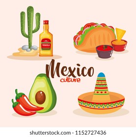 delicious mexican food icons