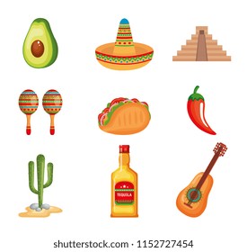 delicious mexican food icons