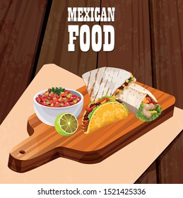 delicious mexican food poster icons vector illustration design