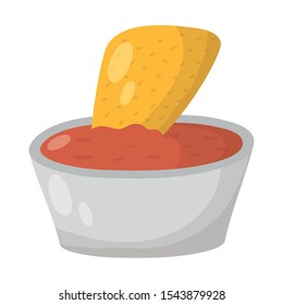 delicious mexican nachos with sauce hot vector illustration design